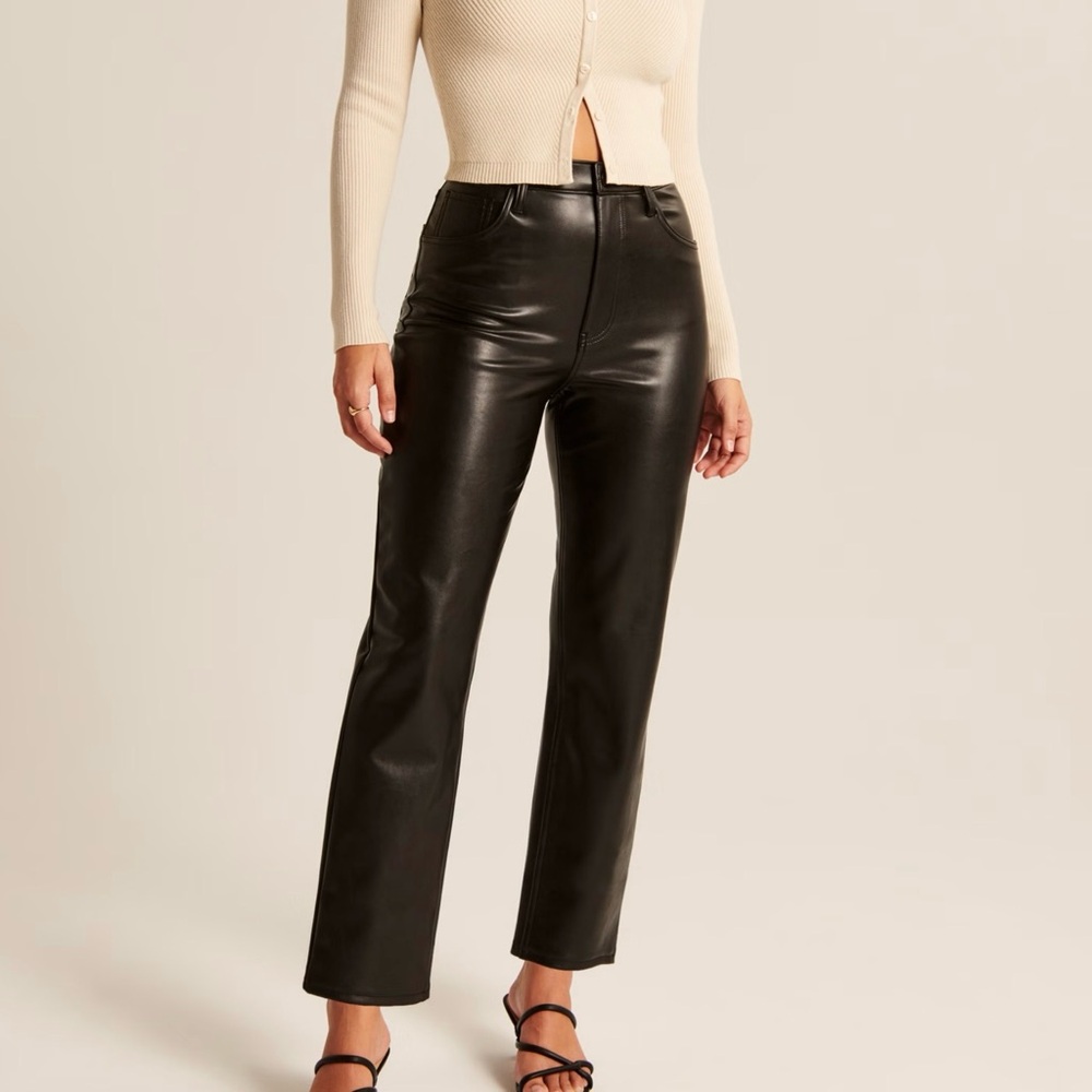Abercrombie & Fitch The Ankle Straight Ultra High Rise Vegan Leather Pants